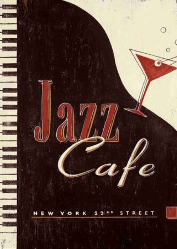 Jazz Cafe Poster 24x36 - Cozy Venue, Classic Tunes, Elegant Design, Rare