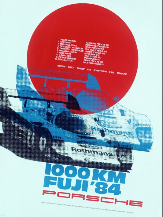 1000 km Fuji 84 Car Racing Poster 24x36 – Vintage Motorsport Art, Classic Racing - PosterFire.com