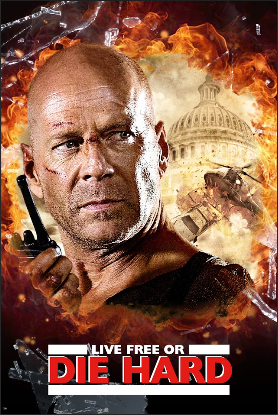 Live Free or Die Hard (2007) Movie Poster 24x36 Action Thriller, Bruce Willis