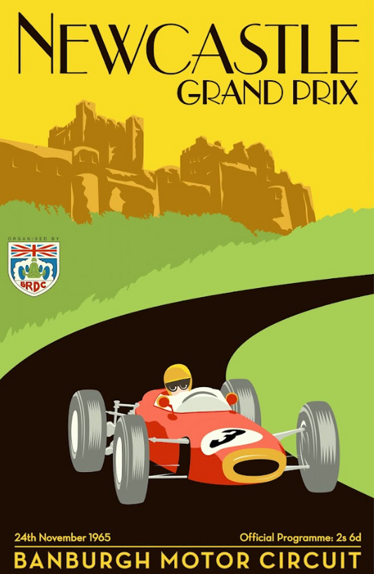 Newcastle Grand Prix 1965 Car Racing Poster - Historic Motorsport Event, Vintage