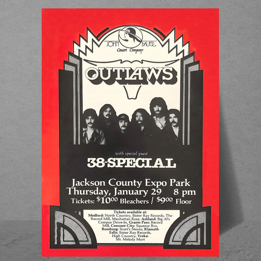 Outlaws and 38 Special Vintage Concert Poster - Rare Collectible Memorabilia - PosterFire.com