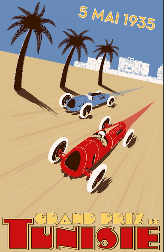 Grand Prix de Tunisie 1935 Car Racing Poster - Historic Motorsport Event