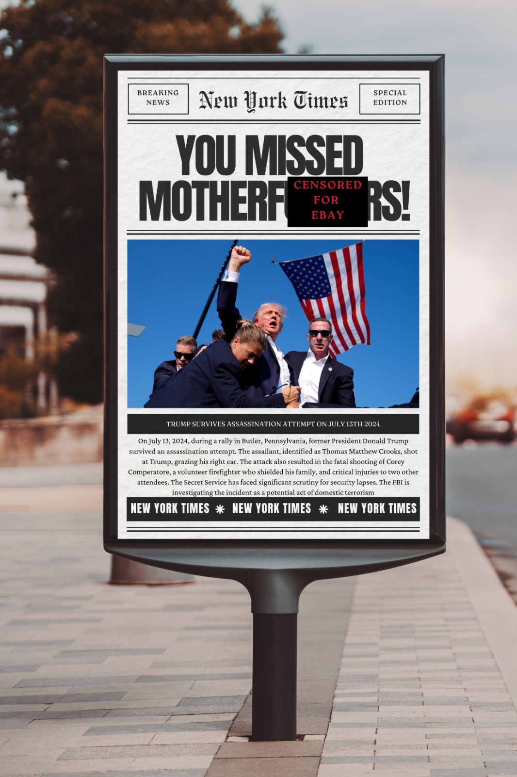 Trump Assassination attempt 2024 24X36 POSTER president shot Shooting rally - PosterFire.com