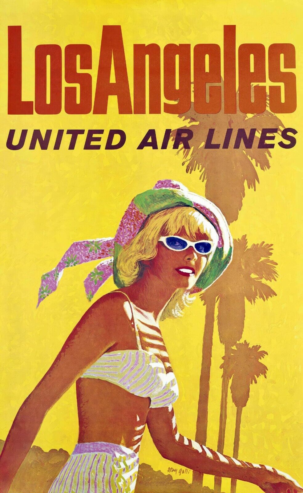 1960 United Air Lines Los Angeles Poster | Stanley Walter Galli Art | Classic - PosterFire.com