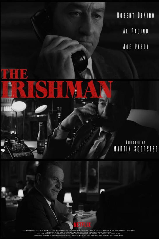 The Irishman (2019) 24x36 Movie Poster, De Niro, Pesci, Pacino, Scorsese Epic