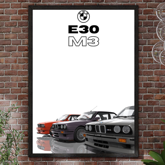 BMW E30 M3 24X36 WALL POSTERS MAN CAVE GARAGE GERMANY RACING E36 E46 E90 RACE M4