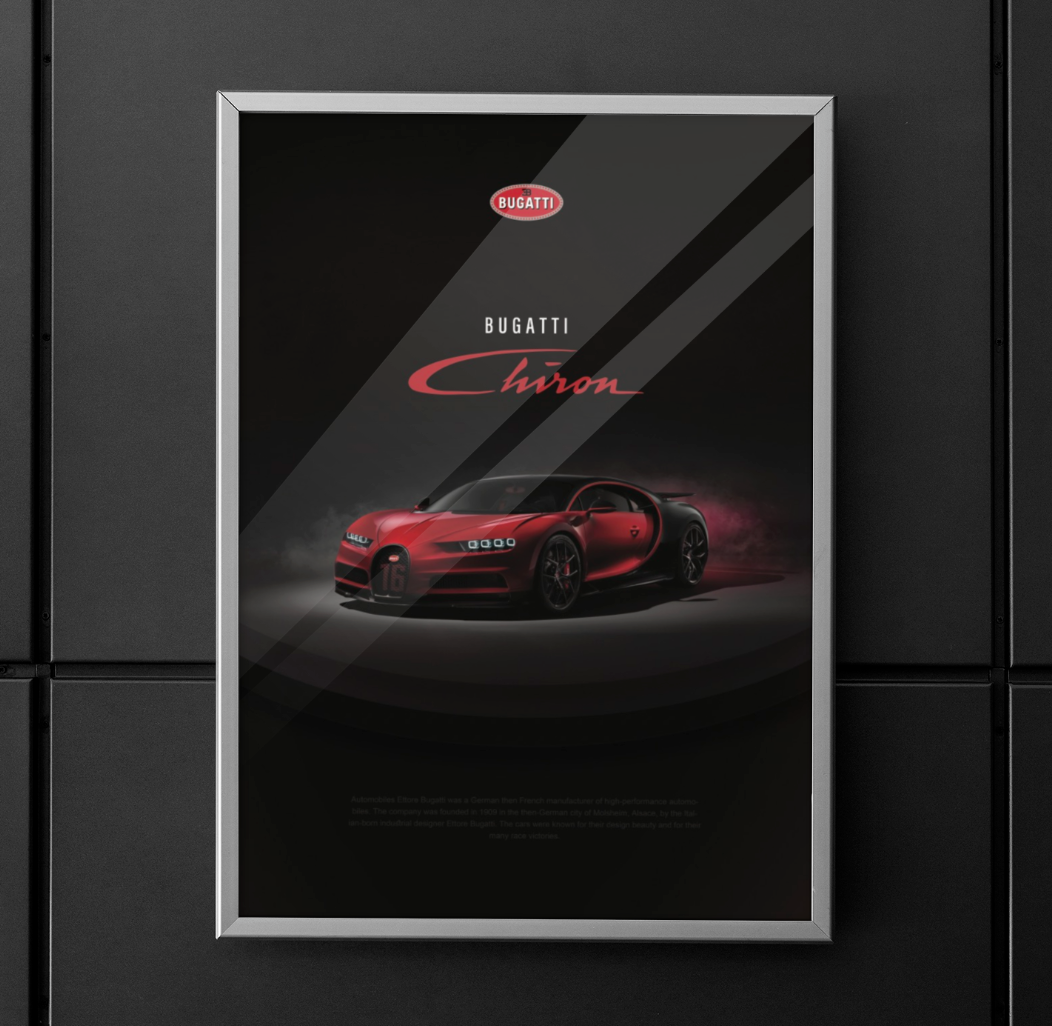 Bugatti Chiron 24x36 Super Sport Divo Veyron german euro porsche import poster