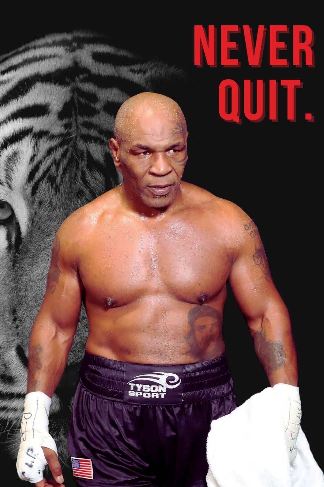 Mike Tyson Boxing 24x36 Poster Jake Paul Fight 2024 mma Motivate Wall Art WBA - PosterFire.com