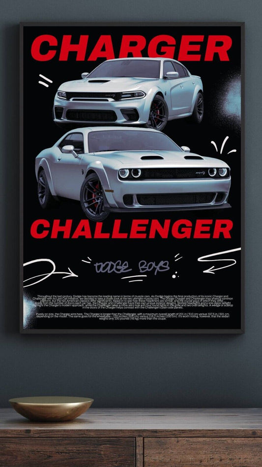 Dodge Challenger SRT HELLCAT Wall Poster 24x36 muscle scatpack R/T Dodge Boys