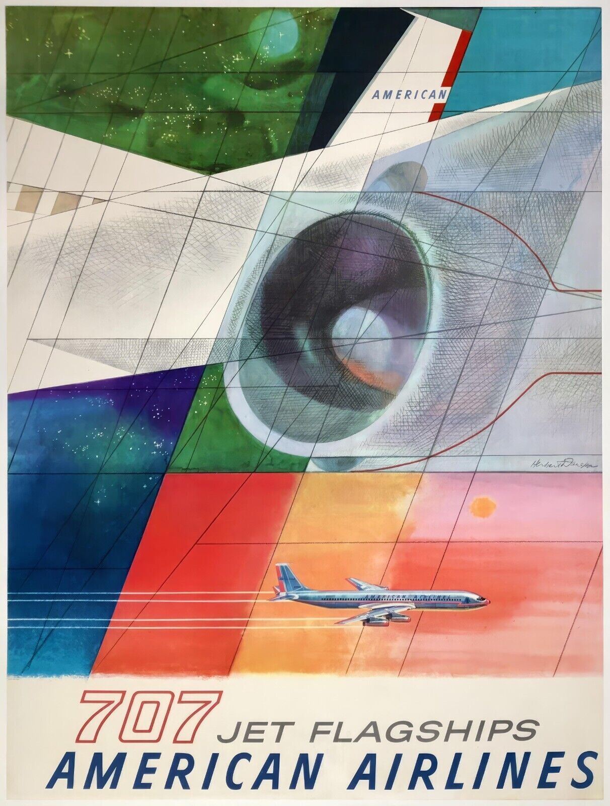 1959 American Airlines 707 Jet Flagships Poster | Classic Aviation Design - PosterFire.com