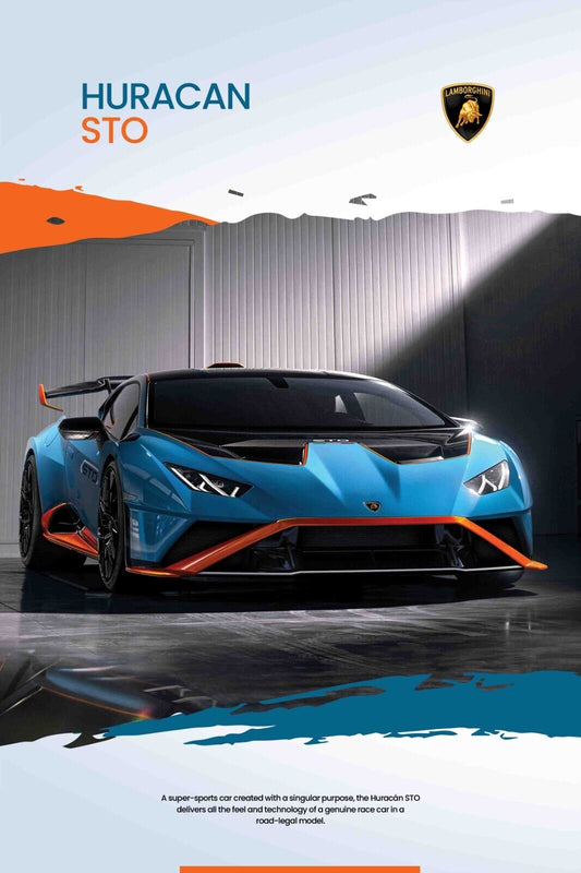 Lamborghini Huracan STO 24x36 Wall Poster Urus Gallardo Terzo Millennio SUPERCAR - PosterFire.com