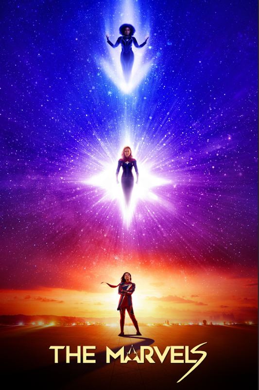 The Marvels (2023) Poster 24x36 Superhero Action with Brie Larson, Iman Vellani - PosterFire.com