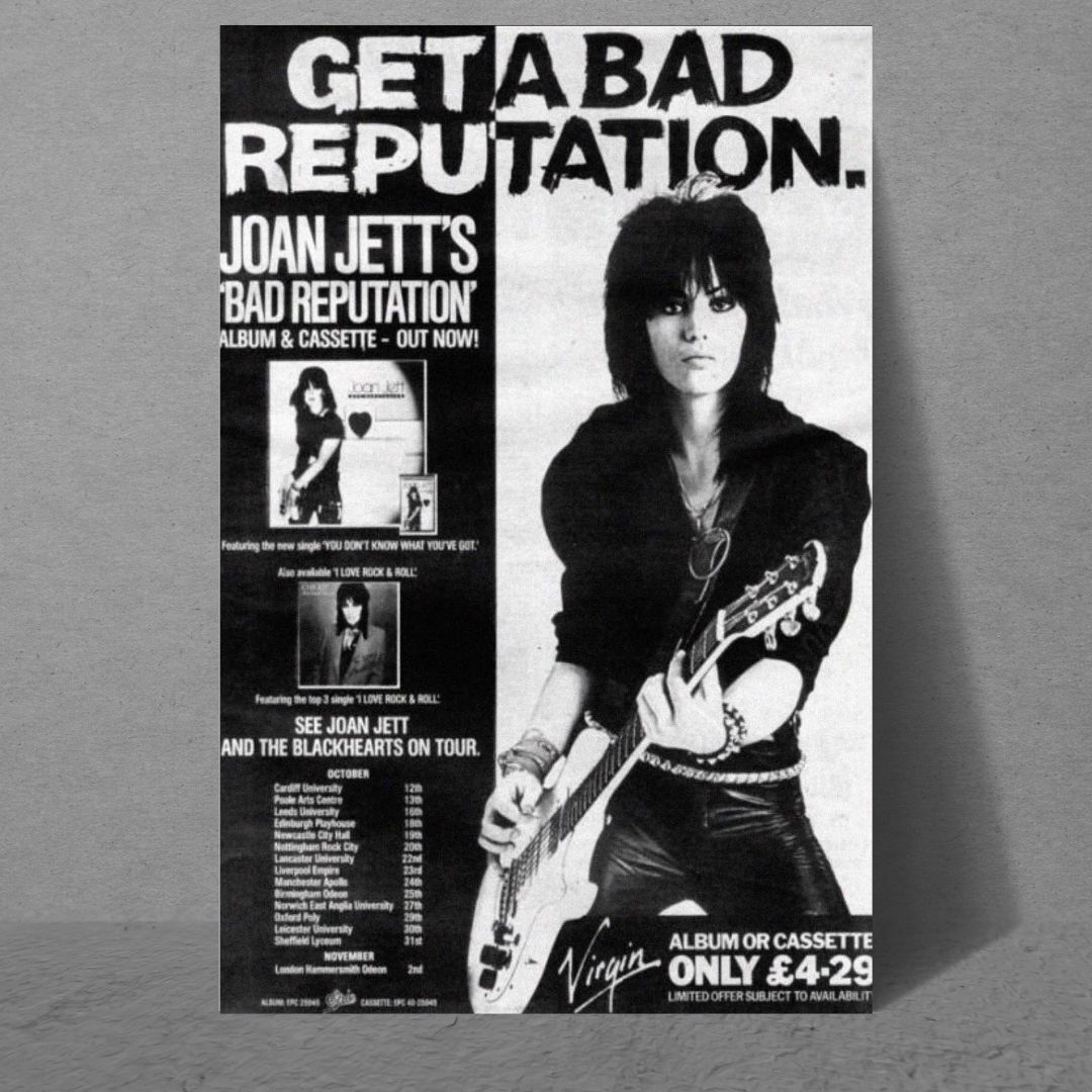 Joan Jett Bad Reputation tour cd and cassette poster 24x36 rock pop punk music