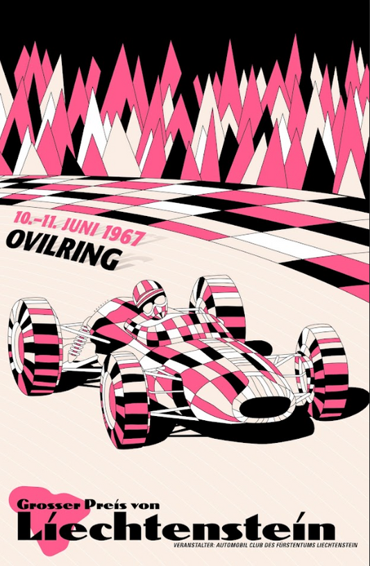 Ovalring 1967 Car Racing Poster 24x36 – Retro Motorsport Art, Classic Racing