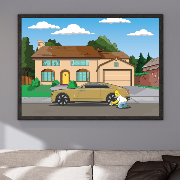 Rolls Royce Spectre The Simpsons 2024 24x30 homer art wraith south park lisa wed - PosterFire.com