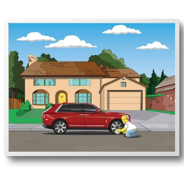 Homer Simpson Rolls Royce Cullinan Family Guy Car Poster 24x30 Garage man cave r - PosterFire.com