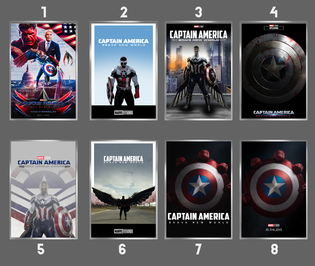 Captain America Brave New World Movie Posters 24x36 Many Versions! Red Hulk ford