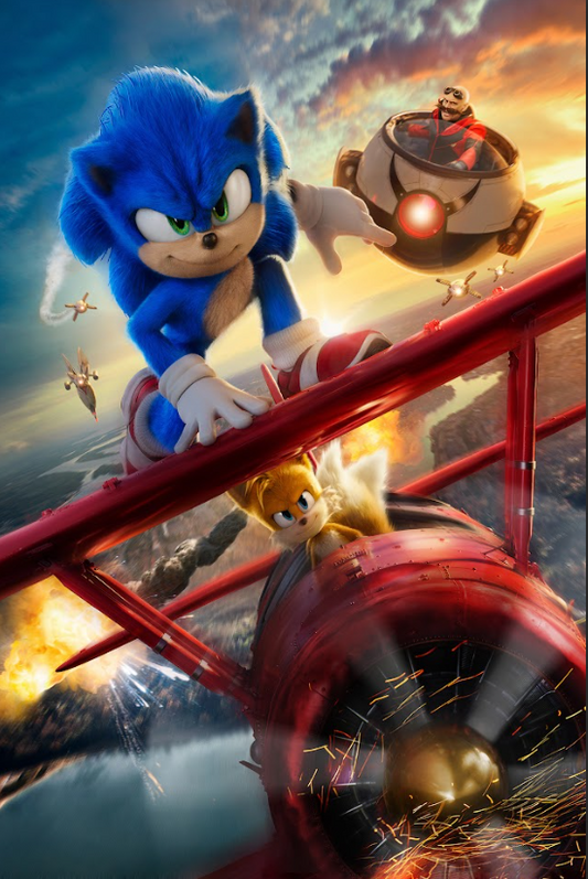 Sonic the Hedgehog 2 (2022) 24x36 Movie Poster Exciting Family Adventure Action