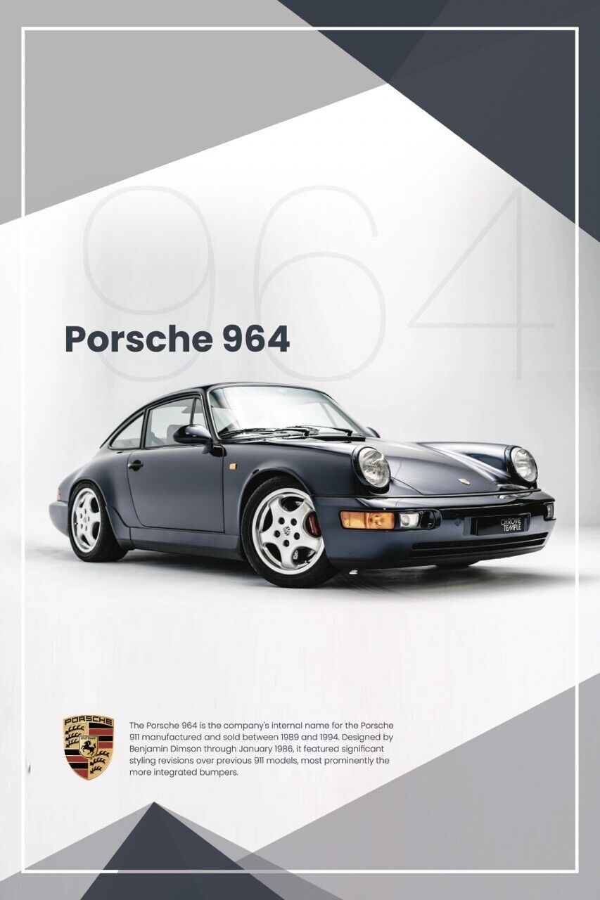 Porsche 964 Vintage 24x36 poster man cave 911 944 euro dtm rwb singer import rau