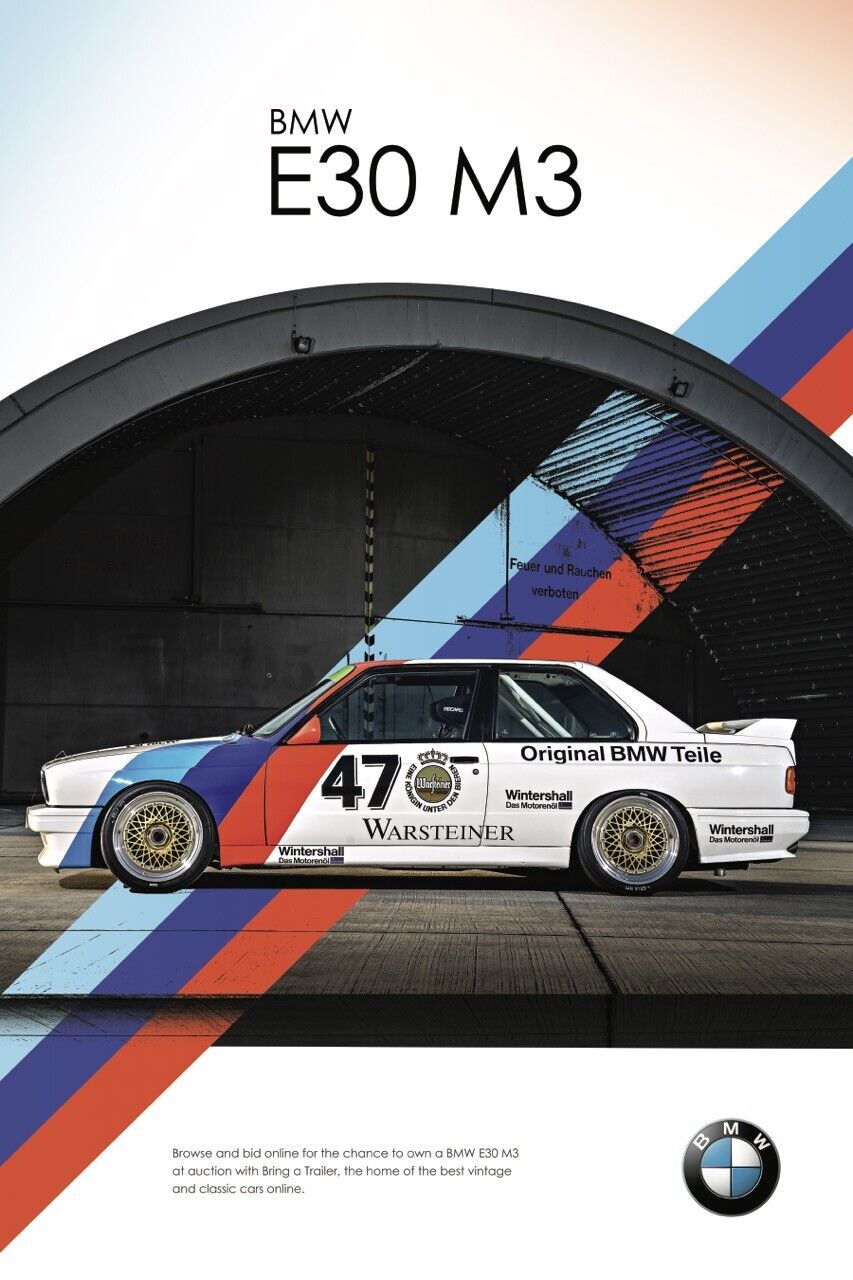 BMW E30 M3 WALL ART POSTER 24X36 EURO MOTORSPORT RACING DTM MERCEDES GERMANY M4 - PosterFire.com