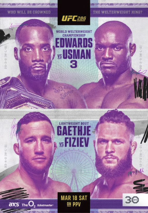 Edwards vs Usman, Gaethje vs Fiziev Poster 24x36 - MMA Showdown, Welterweight - PosterFire.com