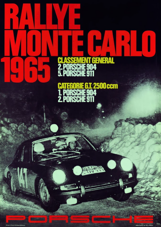 Rallye Monte Carlo 1965 Car Racing Poster 24x36 – Vintage Motorsport Art, Classi - PosterFire.com