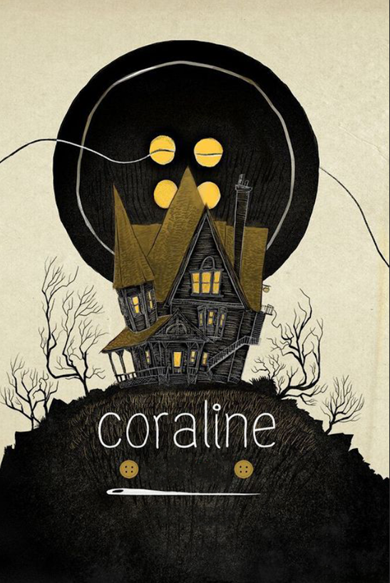 Coraline 2009 Poster 24x36 - Stop-Motion Fantasy Dark Adventure Neil Gaiman