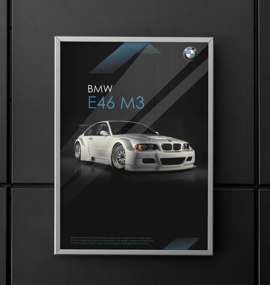 BMW E46 m3 24X36 WALL ART Poster Motorsport Euro Germany Competition lightweight - PosterFire.com