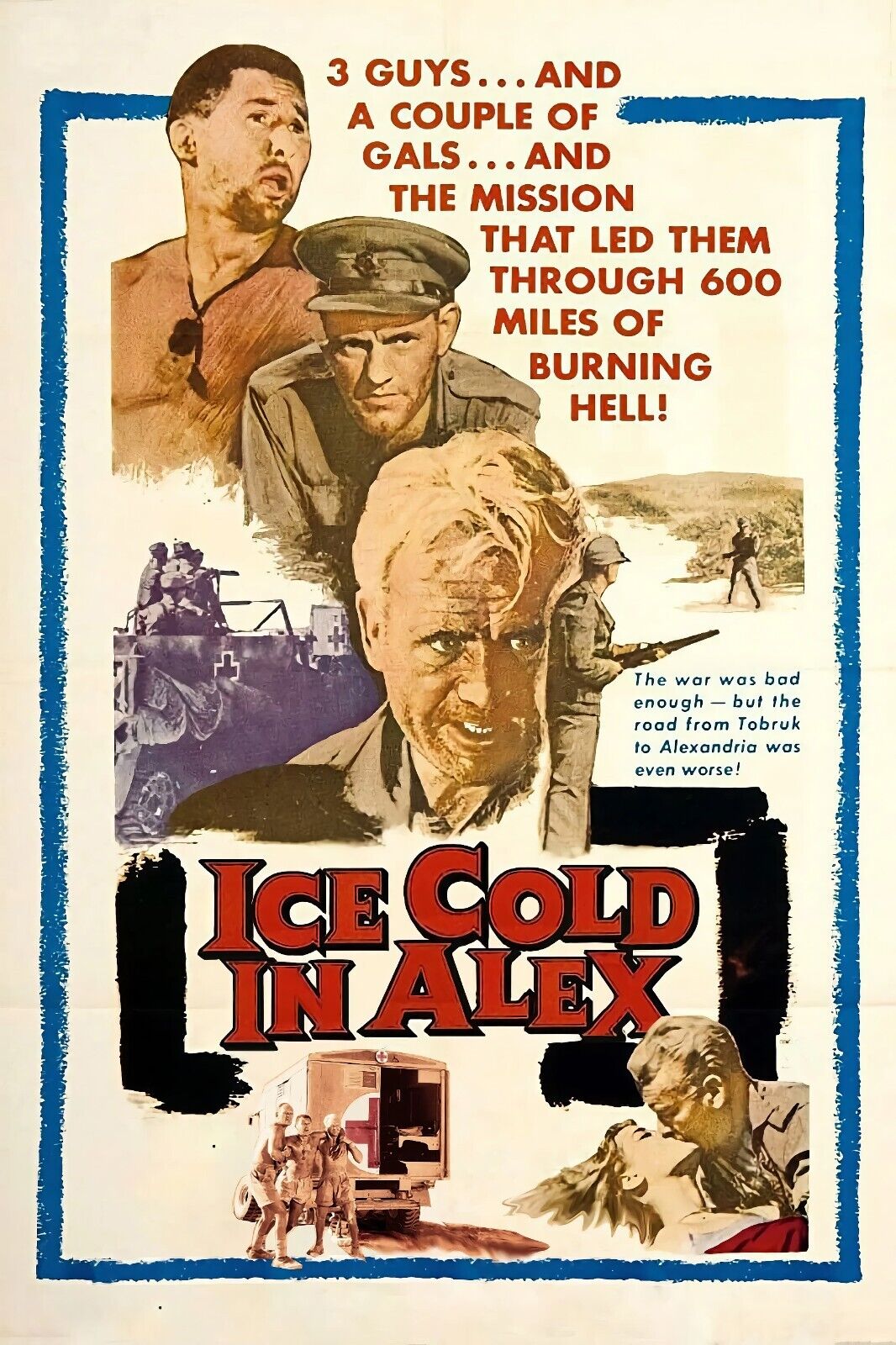 Ice Cold in Alex 1958 Vintage Movie Poster 24x36 | British War Drama, Classic - PosterFire.com