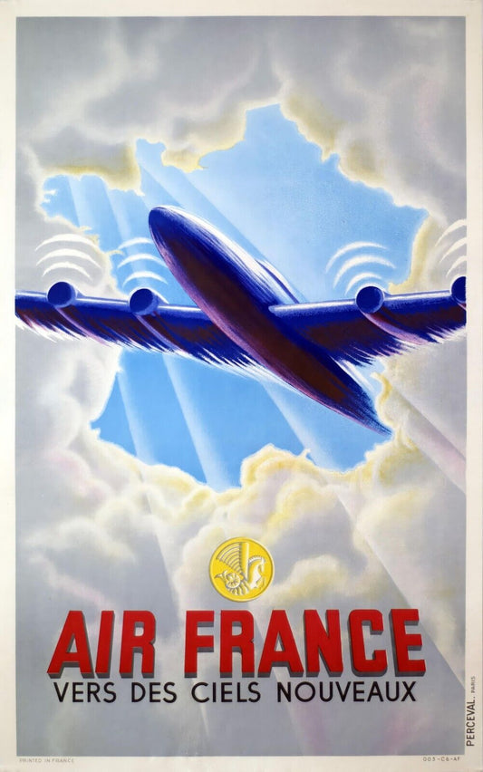 1953 Air France Travel Poster | Classic Aviation Design