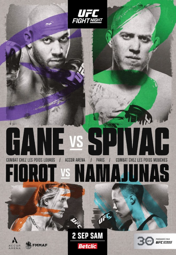 Gane vs Spivac Fiorot vs Namajunas UFC Poster 24x36 Heavyweight & Women's Fight - PosterFire.com