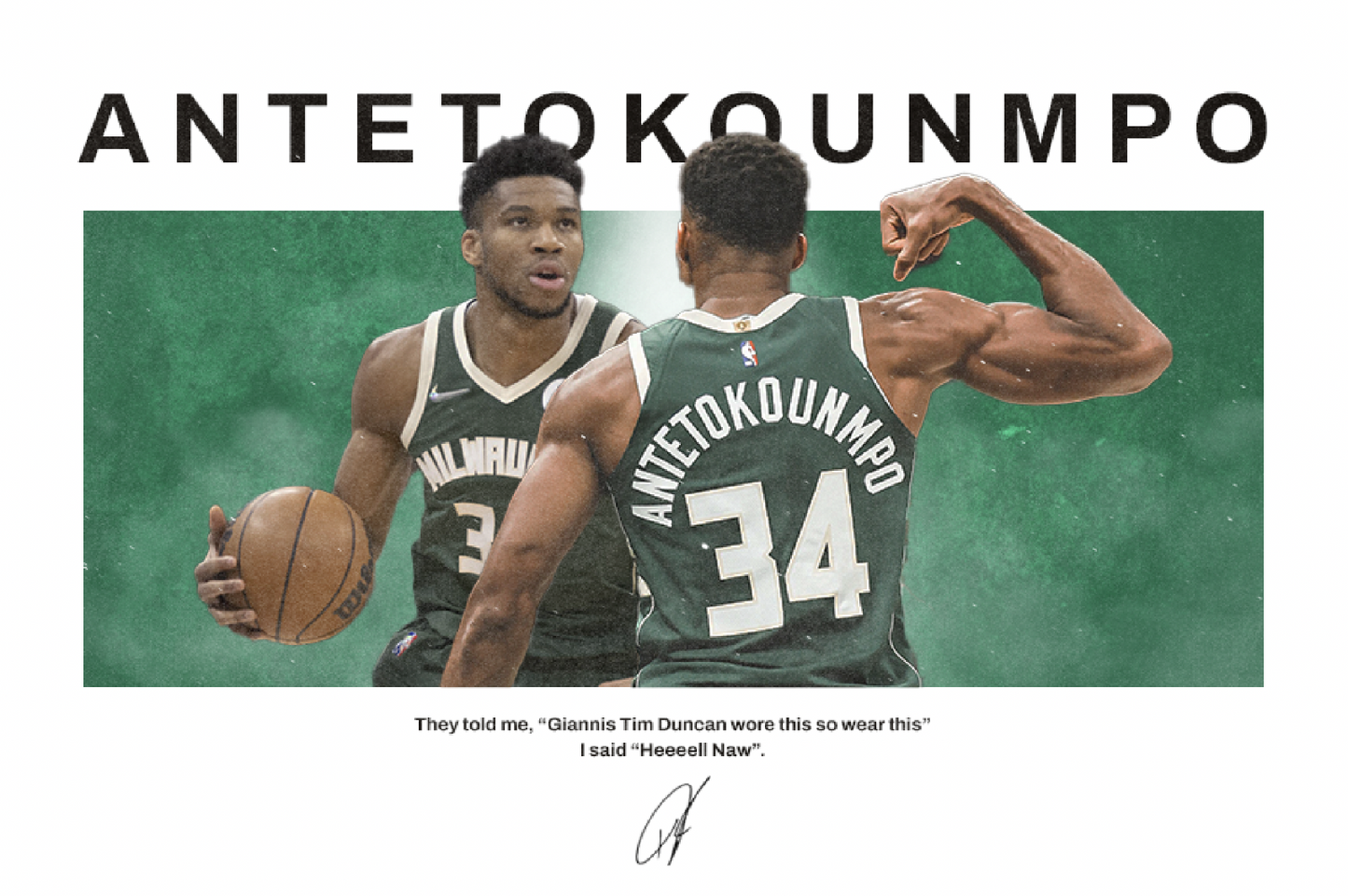 Giannis Antetokounmpo NBA Basketball Poster 24x36 Bucks champion damian lillard