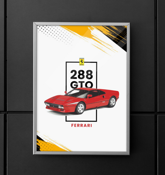 Ferrari 288 GTO poster 24x36 4K 8K Daytona f50 ff Vintage Super Car Miami Vice