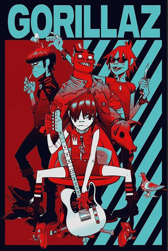 Gorillaz Poster 24x36 – Iconic Animated Band Art, Music Poster Decor