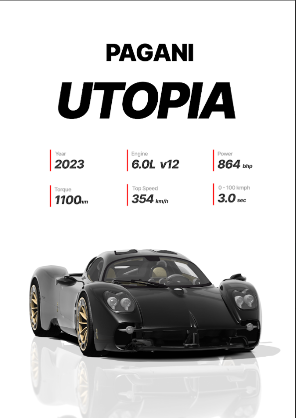 Pagani Utopia Poster 24x36 - Italian Hypercar, Exotic Design, High-Performance - PosterFire.com