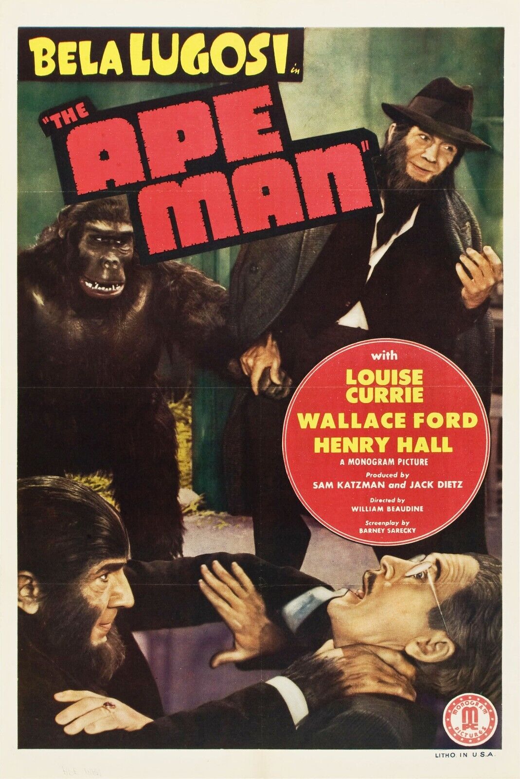 The Ape Man Bela Lugosi Vintage Movie Poster - Classic Horror Film Collectible