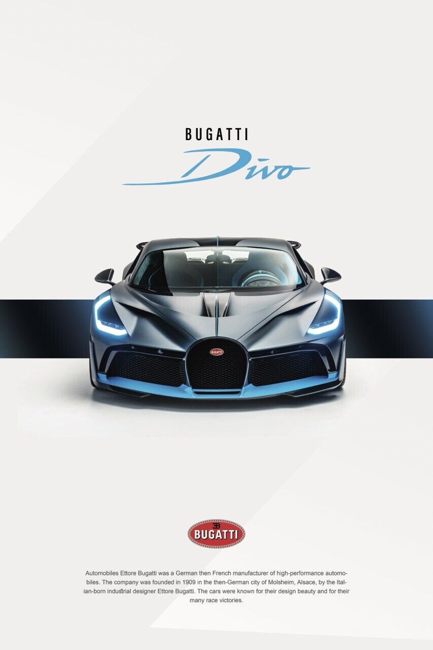 Bugatti Divo 24x36 poster  Super Sport Chiron Veyron german euro porsche german