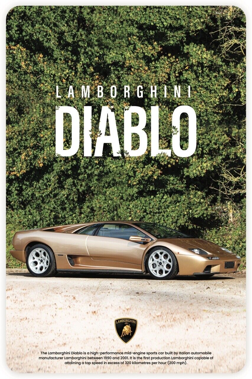 Lamborghini Diablo 24X36 GTO Huracan super car Italian foreign aventador ferrari