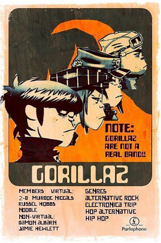 Gorillaz Poster 24x36 – Iconic Animated Band Art, Music Decor, Modern Pop Cultur