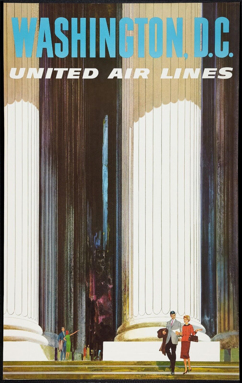 1960 United Air Lines Washington, D.C. Poster | Classic Travel Design