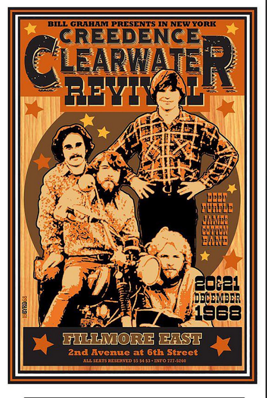 Creedence Clearwater Revival Poster 24x36 - Iconic Rock Band, Classic Hits