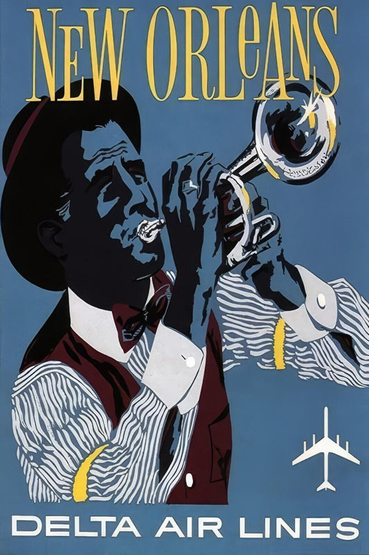 1962 Delta Air Lines New Orleans Poster | Classic Southern Travel Design