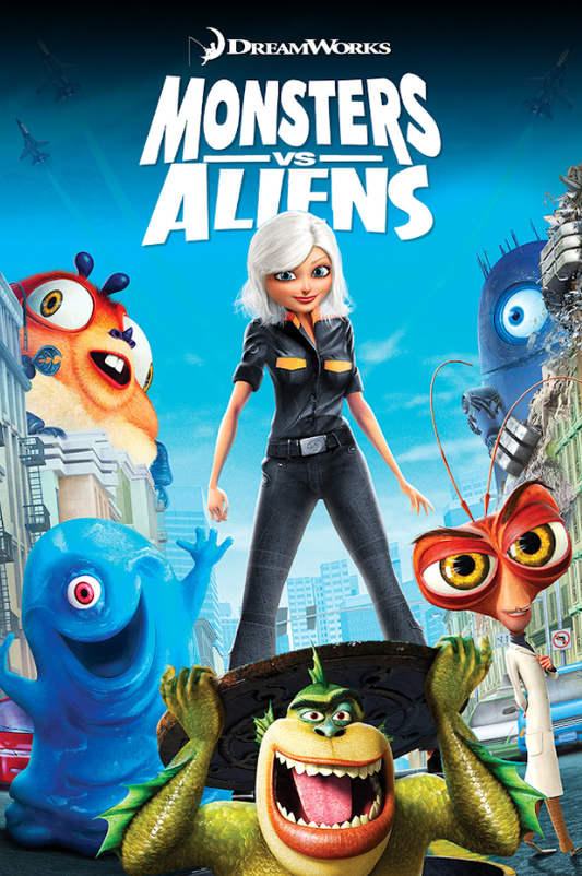 Monsters vs Aliens 2009 Movie Poster 24x36 - Animated Action, Sci-Fi Comedy