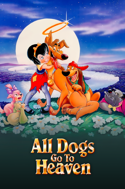 All Dogs Go to Heaven (1989) Movie Poster 24x36 Animated Classic, Heartwarming