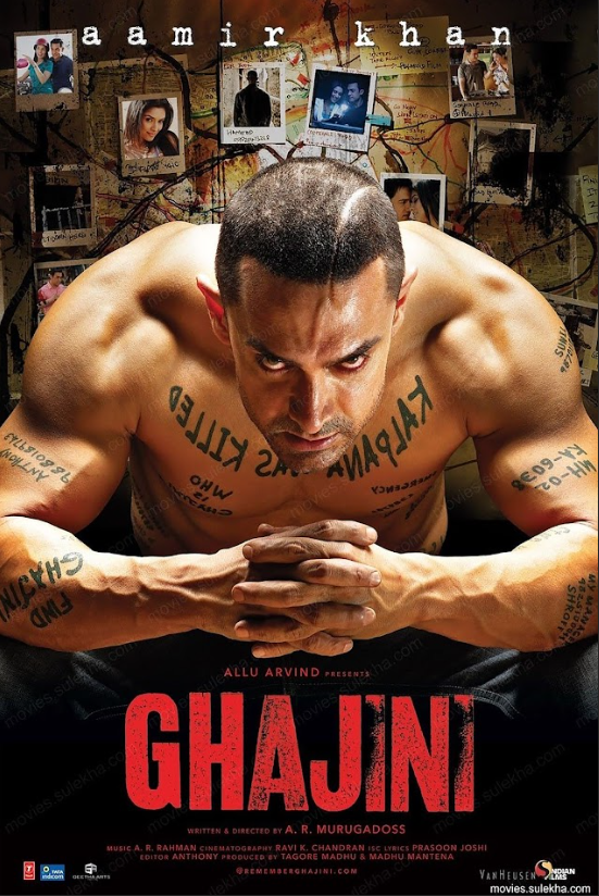 Ghajini 2008 Movie Poster 24x36 | Bollywood Action Thriller | Aamir Khan, Reveng