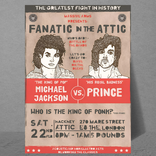 Rare 'Fanatic in the Attic' Concert Music Poster -  Michael Jackson vs Prince MJ