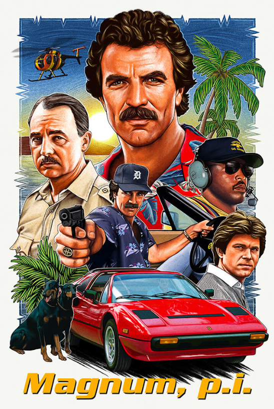 Magnum, P.I. 1980 Poster 24x36 - Tom Selleck Classic TV Action Detective Iconic - PosterFire.com