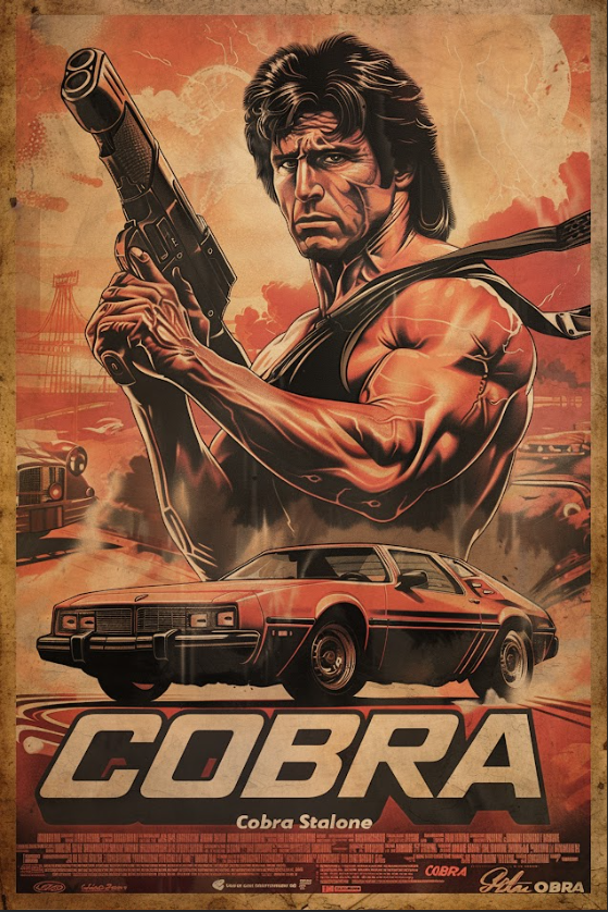 Cobra 1986 Poster 24x36 - Sylvester Stallone, Action Crime, Classic Thriller Art - PosterFire.com