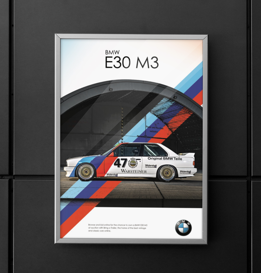 BMW E30 M3 WALL ART POSTER 24X36 EURO MOTORSPORT RACING DTM MERCEDES GERMANY M4 - PosterFire.com