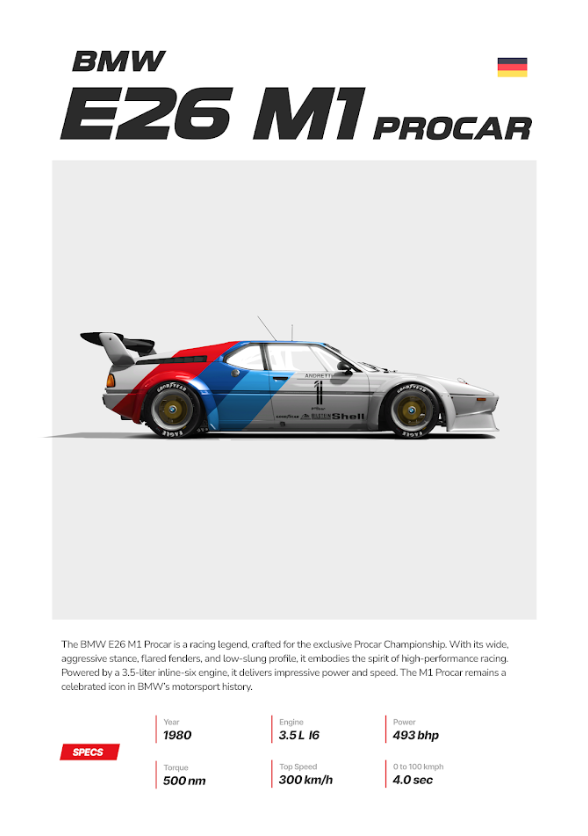 BMW E26 M1 Procar 24x36 Poster - Legendary Motorsport Icon, High Performance - PosterFire.com